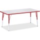 Jonti-Craft Berries Adult Height Color Edge Rectangle Table - For - Table TopLaminated Rectangle, Red Top - Four Leg Base - 4 Le