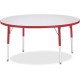 Jonti-Craft Berries Elementary Height Color Edge Round Table - For - Table TopRed Round Top - Four Leg Base - 4 Legs - Height Ad