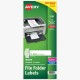 Avery File Folder Labels - 21/32" Width x 3 7/16" Length - Permanent Adhesive - Rectangle - Laser, Inkjet - White - Paper - 12 /