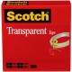 Scotch Transparent Tape - 1/2"W - 72 yd Length x 0.50" Width - 3" Core - Long Lasting, Moisture Resistant, Stain Resistant - For