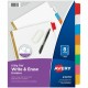 Avery Big Tab Write & Erase Dividers - 8 x Divider(s) - 8 Write-on Tab(s) - 8 - 8 Tab(s)/Set - 8.5" Divider Width x 11" Divider 