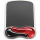 Kensington Duo Gel Wave Mouse Pad Wrist Pillow - 1" x 7.25" x 9.50" Dimension - Red, Black - Gel - Slip Resistant - 1 Pack