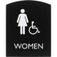 Lorell Arched Women's Handicap Restroom Sign - 1 Each - Women Print/Message - 6.8" Width x 8.5" Height - Rectangular Shape - Sur