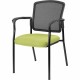 Lorell Stackable Mesh Back Guest Chair - Dillon Apple Green Antimicrobial Vinyl Seat - Black Mesh Back - Black Powder Coated Ste