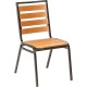 Lorell Faux Wood Outdoor Chairs - Teak Faux Wood Seat - Teak Faux Wood Back - Four-legged Base - 4 / Carton