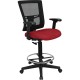 Lorell Mesh Back Drafting Stool - Real Red Seat - Mid Back - 5-star Base - Real Red - 1 Each