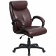 Lorell Executive High-Back Office Chair - Brown Bonded Leather Seat - Brown Bonded Leather Back - High Back - 1 Each