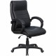 Lorell Deluxe High-back Office Chair - Leather Seat - Leather Back - High Back - 5-star Base - Black - 1 Each