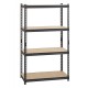 Lorell Iron Horse 2300 lb Capacity Riveted Shelving - 4 Shelf(ves) - 60" Height x 36" Width x 18" Depth - 30% Recycled - Black -