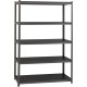 Lorell Iron Horse 3200 lb Capacity Riveted Shelving - 5 Shelf(ves) - 72" Height x 48" Width x 18" Depth - 30% Recycled - Black -