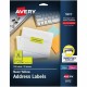 Avery Shipping Labels - 1" Width x 2 5/8" Length - Permanent Adhesive - Rectangle - Laser - Neon Yellow - Paper - 30 / Sheet - 2