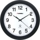 Lorell 12" Round Radio-Controlled Wall Clock - Analog - Quartz - White Main Dial - Black/Plastic Case