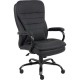 Lorell Big & Tall Double Cushion Executive High-Back Chair - Black Leather Seat - Black Leather Back - 5-star Base - Black - 1 E