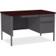 Lorell Fortress Series 48" Right Single-Pedestal Desk - For - Table TopLaminated Rectangle, Mahogany Top - 30" Table Top Length 