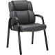 Lorell Low-back Cushioned Guest Chair - Black Bonded Leather Seat - Black Bonded Leather Back - Powder Coated Steel Frame - High