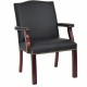 Lorell Deluxe Guest Chair - Black Bonded Leather Seat - Black Bonded Leather Back - Four-legged Base - Black - 1 Each