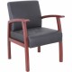 Lorell Thickly Padded Guest Chair - Mahogany Wood Frame - Four-legged Base - Black - Leather - Armrest - 1 Each