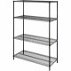 Lorell Industrial Wire Starter Shelving Unit - 48" x 24" x 72" - 4 x Shelf(ves) - 4000 lb Load Capacity - Black - Steel