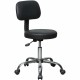 Lorell 16" Round Seat Pneumatic-Lift Stool with Back - Vinyl Seat - 5-star Base - Black - 1 Each