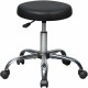 Lorell Backless Pneumatic-Lift Stool - Vinyl Seat - 5-star Base - Black - 1 Each