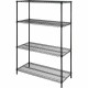 Lorell Industrial Wire Starter Shelving Unit - 48" x 18" x 72" - 4 x Shelf(ves) - 4000 lb Load Capacity - Black - Powder Coated 