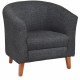 Lorell Barrel Armchair - Black Fabric Seat - Black Fabric Back - Four-legged Base - 1 Each