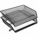 Lorell Side-loading Mesh Document Tray - 3" Height x 14.3" Width x 10.8" Depth - Stackable - Powder Coated - Black - Steel - 1 /