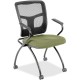 Lorell Mesh Back Nesting Training/Guest Chairs - Fuse Cress Fabric Seat - Powder Coated Metal Frame - Four-legged Base - Black -