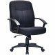 Lorell Executive Upholstered Mid-Back Chair - Black Fabric Seat - Black Fabric Back - Black Frame - 5-star Base - 1 Each