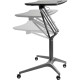 Lorell Gas Lift Height-Adjustable Mobile Desk - For - Table TopBlack Rectangle Top - Powder Coated Base - Height Adjustable - 28