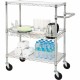 Lorell 3-Tier Rolling Cart - 99 lb Capacity - 4 Casters - Steel - x 18" Width x 30" Depth x 40" Height - Chrome - 1 Each