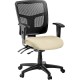 Lorell ErgoMesh Series Managerial Mesh Mid-Back Chair - Dillon Buff Antimicrobial Vinyl Seat - Black Mesh Back - Black Frame - M