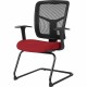 Lorell ErgoMesh Series Mesh Side Arm Guest Chair - Real Red Fabric Seat - Black Mesh Back - Cantilever Base - 1 Each