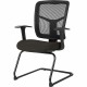 Lorell ErgoMesh Series Mesh Side Arm Guest Chair - Pepper Fabric Seat - Black Mesh Back - Cantilever Base - 1 Each