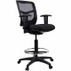 Lorell Ratchet Back Mesh Mid-Back Stool - Black Fabric Seat - Black Mesh Back - 5-star Base - Black - 1 Each