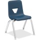 Lorell 12" Seat-height Student Stack Chairs - Four-legged Base - Navy - Polypropylene - 4 / Carton