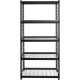 Lorell Wire Deck Shelving - 5 Shelf(ves) - 72" Height x 36" Width x 18" Depth - 28% Recycled - Black - Steel - 1 Each