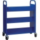Lorell Double-sided Book Cart - 6 Shelf - Round Handle - 5" Caster Size - Steel - x 38" Width x 18" Depth x 46.3" Height - Blue 