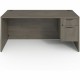 Lorell Prominence 2.0 3/4 Right-Pedestal Desk - 66" x 30"29" , 1" Top, 0.1" Edge - 2 x File, Box Drawer(s) - Single Pedestal on 