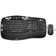 Logitech MK550 Wireless Wave Keyboard and Mouse Combo, Ergonomic Wave Design, Black - USB Wireless RF 2.40 GHz Keyboard - 117 Ke