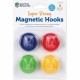 Learning Resources Super Strong Magnetic Hooks Set - for Pocket Chart, Flip Book, Hall Pass, Decoration - Metal - Red, Blue, Gre