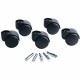 Master Caster Deluxe Futura Hooded Chair Mat Casters - 2.18" Diameter - 120 lb - Polyurethane - Matte Black - 5 / Set