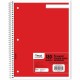 Mead 5-subject Spiral Notebook - 180 Sheets - Wire Bound - College Ruled - 7 1/2" x 10 1/2" - White Paper - Blue, Green, Red Cov