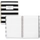 Cambridge Hardcover Wirebound Notebook - Twin Wirebound - Both Side Ruling Surface - Ruled7.3" x 9.5" - Black & White Stripe Cov
