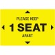 Avery Surface Safe PLEASE KEEP 1 SEAT APART Decals - 10 / Pack - Please Keep 1 Seat Apart Print/Message - 4" Width x 6" Height -