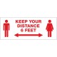 Avery Surface Safe KEEP YOUR DISTANCE Decals - 15 / Pack - Keep Your Distance Print/Message - Rectangular Shape - Water Resistan