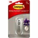 Command Medium Traditional Hook, Brushed Nickel - 3 lb (1.36 kg) Capacity - 3.1" Length - for Decoration, Indoor - Plastic - Met
