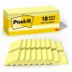 Post-it Notes Cabinet Pack - 1620 - 3" x 3" - Square - 90 Sheets per Pad - Unruled - Canary Yellow - Paper - Self-adhesive, Repo