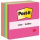 Post-it Notes - Poptimistic Color Collection - 500 - 3" x 3" - Square - 100 Sheets per Pad - Unruled - Power Pink, Acid Lime, Aq