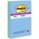 Post-it Super Sticky Notes - Oasis Color Collection - 270 - 4" x 6" - Rectangle - 90 Sheets per Pad - Ruled - Washed Denim, Fres